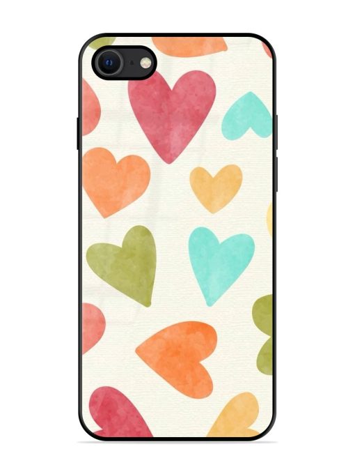 Watercolor Hearts Glossy Soft Edge Case for Apple Iphone Se (2020) Chachhi