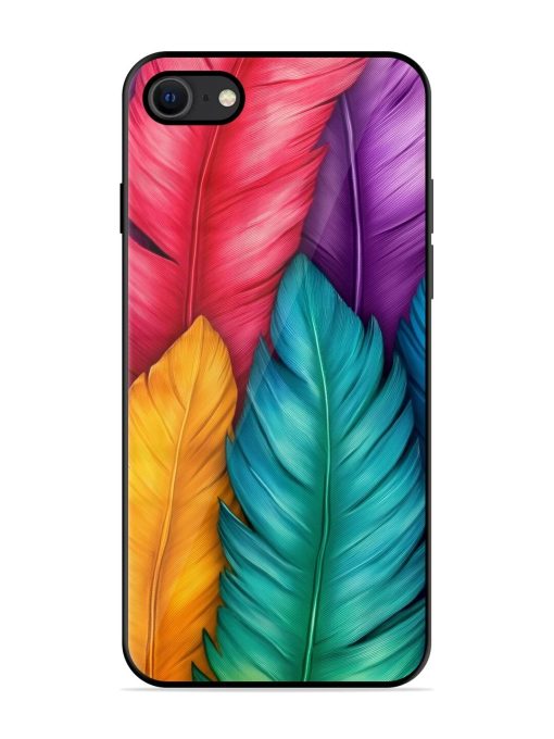 Rainbow Feathers Glossy Soft Edge Case for Apple Iphone Se (2020) Chachhi