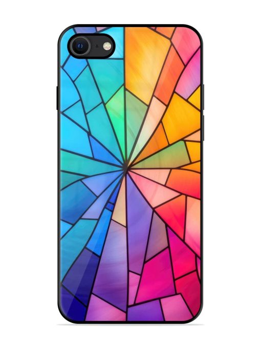 Stained Glass Kaleidoscope Of Colors Glossy Soft Edge Case for Apple Iphone Se (2020) Chachhi