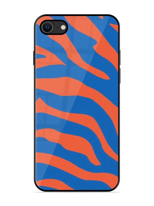Zebra Stripes In Blue And Orange Glossy Soft Edge Case for Apple Iphone Se (2020)