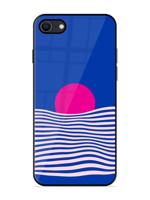 Pink Sunset Over Blue Waves Glossy Soft Edge Case for Apple Iphone Se (2020) Chachhi