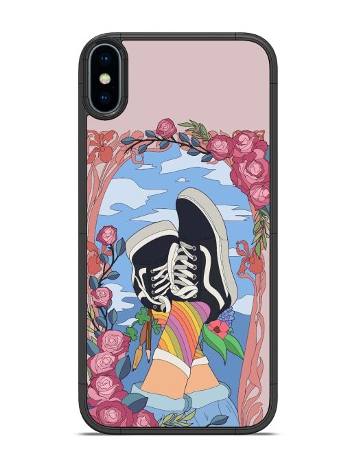 Floral Fantasy Glossy Soft Edge Case for Apple Iphone X Chachhi