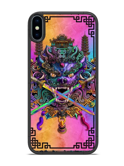 Psychedelic Fu Dog Tapestry Glossy Soft Edge Case for Apple Iphone X Chachhi