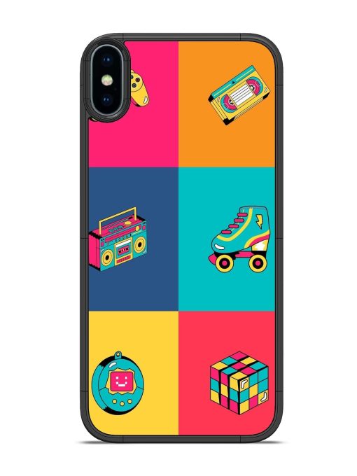 90S Throwback Grid Glossy Soft Edge Case for Apple Iphone X Chachhi