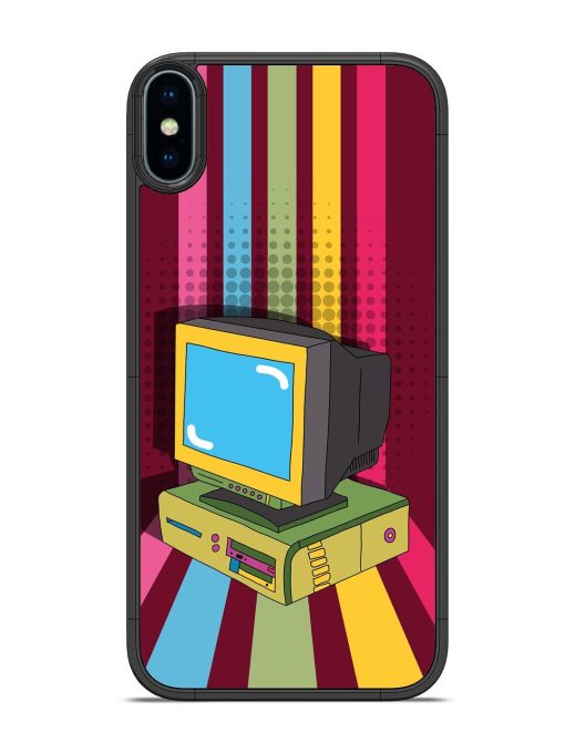 Retro Tech Vibes Glossy Soft Edge Case for Apple Iphone X