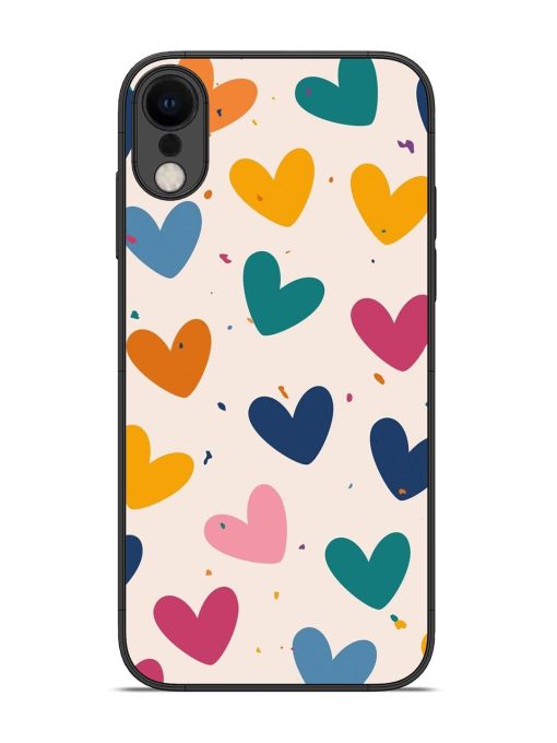 Rainbow Hearts Glossy Soft Edge Case for Apple Iphone Xr Chachhi