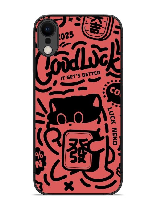 Lucky Cat Doodle Glossy Soft Edge Case for Apple Iphone Xr Chachhi