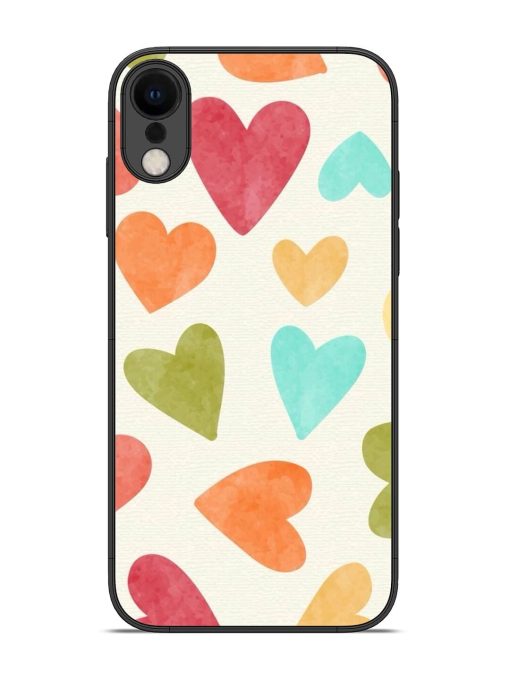 Watercolor Hearts Glossy Soft Edge Case for Apple Iphone Xr Chachhi