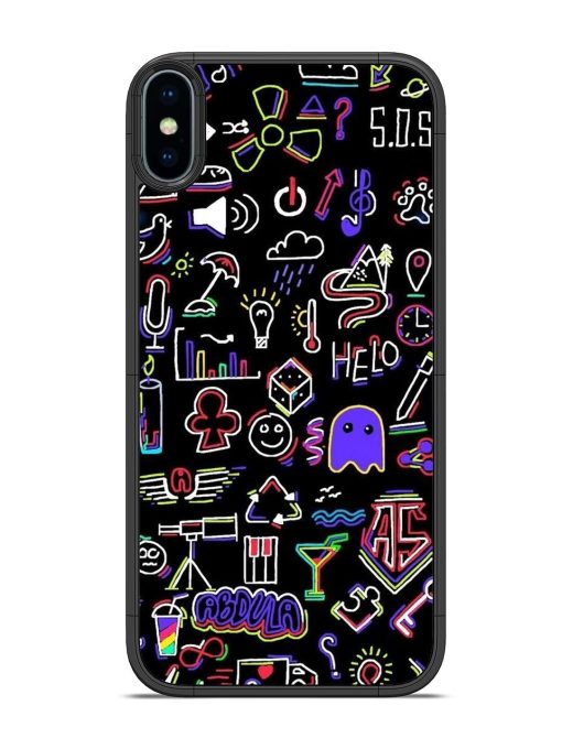 Neon Doodle Glossy Soft Edge Case for Apple Iphone Xs Chachhi