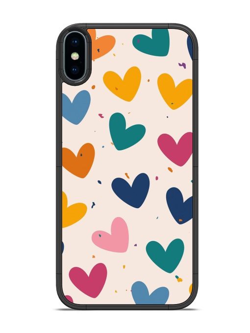 Rainbow Hearts Glossy Soft Edge Case for Apple Iphone Xs Chachhi