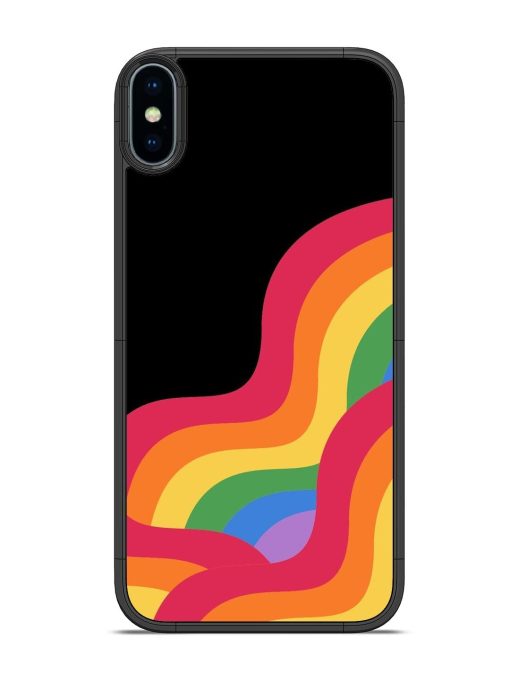 Wavy Rainbow Glossy Soft Edge Case for Apple Iphone Xs Chachhi