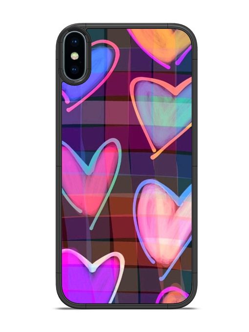 Neon Hearts Glossy Soft Edge Case for Apple Iphone Xs Chachhi