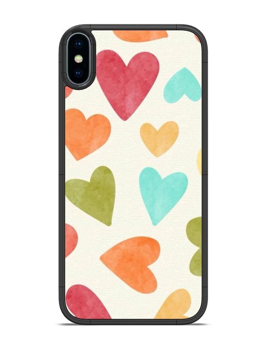 Watercolor Hearts Glossy Soft Edge Case for Apple Iphone Xs Chachhi