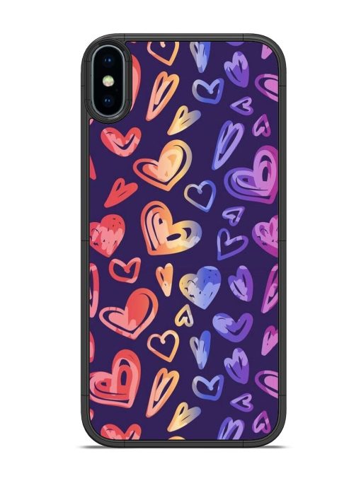 Rainbow Hearts Glossy Soft Edge Case for Apple Iphone Xs Chachhi