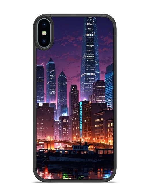 Neon Nightscape Glossy Soft Edge Case for Apple Iphone Xs Chachhi