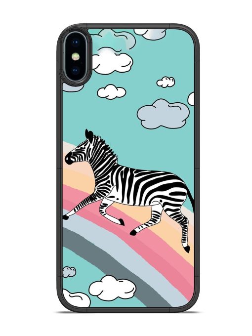 Zebra On A Rainbow Glossy Soft Edge Case for Apple Iphone Xs Chachhi