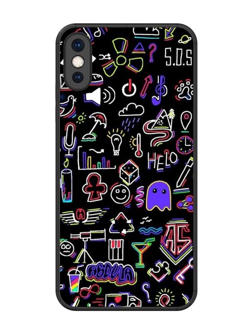 Neon Doodle Glossy Soft Edge Case for Apple Iphone Xs Max Chachhi