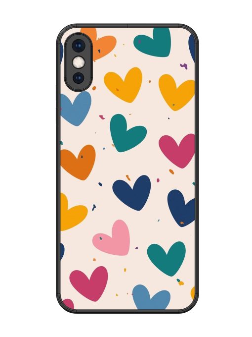 Rainbow Hearts Glossy Soft Edge Case for Apple Iphone Xs Max Chachhi