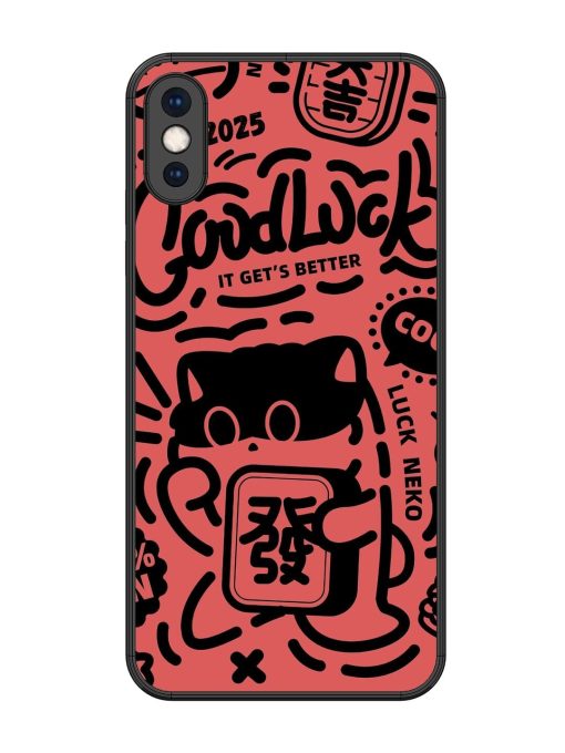 Lucky Cat Doodle Glossy Soft Edge Case for Apple Iphone Xs Max Chachhi