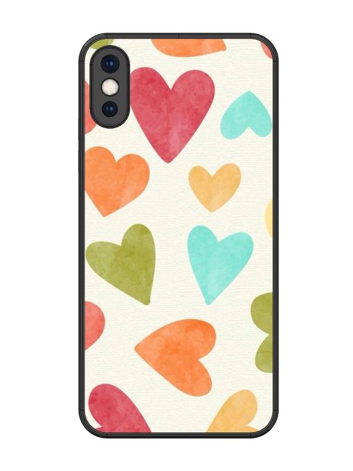 Watercolor Hearts Glossy Soft Edge Case for Apple Iphone Xs Max Chachhi