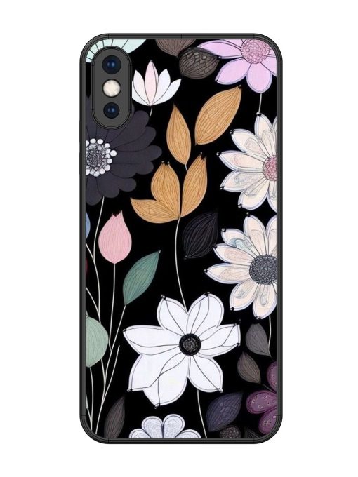 Whimsical Blooms On Black Glossy Soft Edge Case for Apple Iphone Xs Max Chachhi