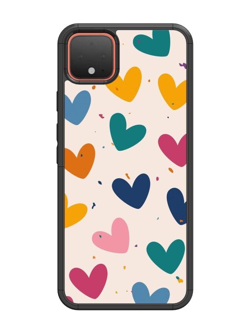 Rainbow Hearts Glossy Soft Edge Case for Google Pixel 4 Chachhi