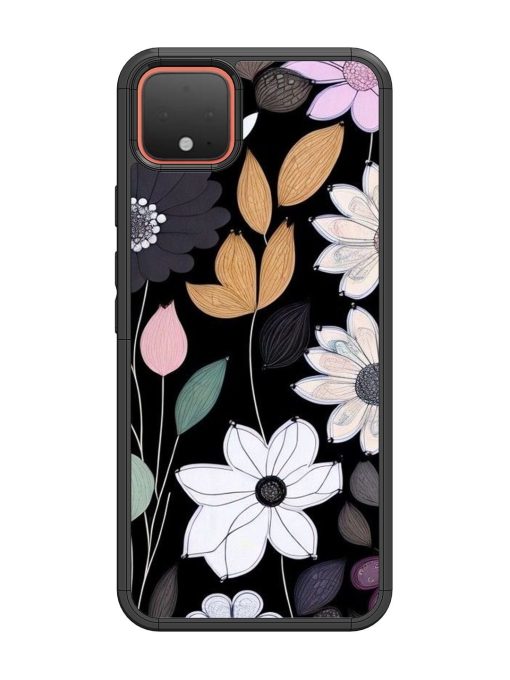 Whimsical Blooms On Black Glossy Soft Edge Case for Google Pixel 4 Chachhi