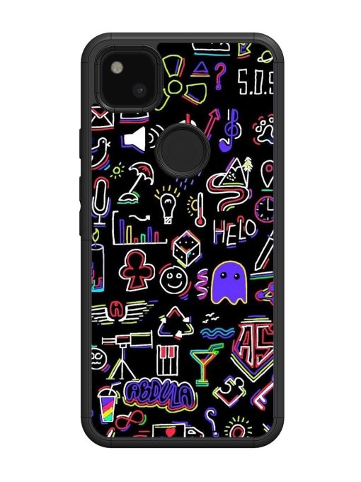 Neon Doodle Glossy Soft Edge Case for Google Pixel 4A Chachhi