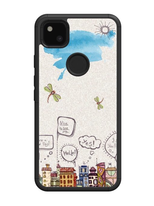 Doodle City Glossy Soft Edge Case for Google Pixel 4A Chachhi