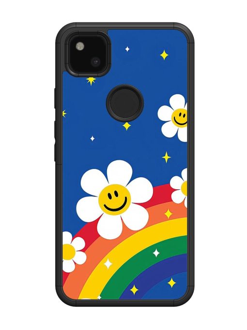 Happy Daisies And Rainbow Sky Glossy Soft Edge Case for Google Pixel 4A Chachhi