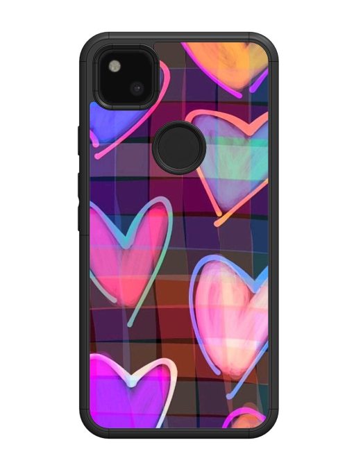 Neon Hearts Glossy Soft Edge Case for Google Pixel 4A Chachhi