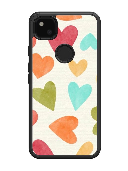 Watercolor Hearts Glossy Soft Edge Case for Google Pixel 4A Chachhi