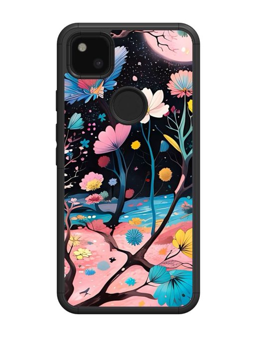 Cosmic Bloom Glossy Soft Edge Case for Google Pixel 4A Chachhi