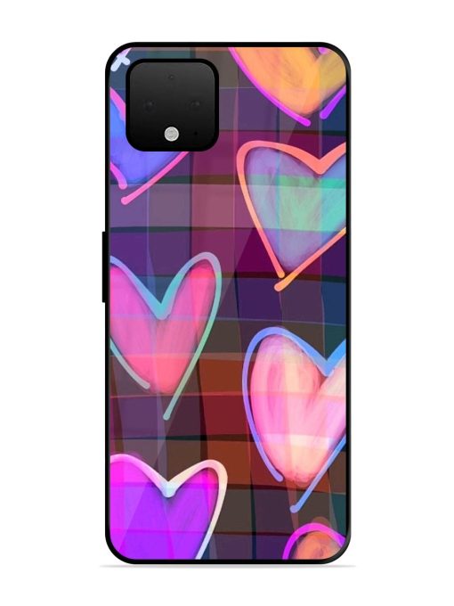 Neon Hearts Glossy Soft Edge Case for Google Pixel 4 Xl Chachhi