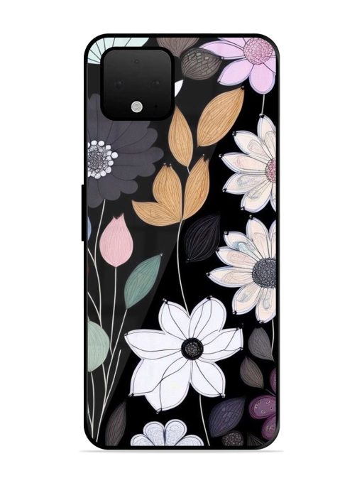 Whimsical Blooms On Black Glossy Soft Edge Case for Google Pixel 4 Xl Chachhi