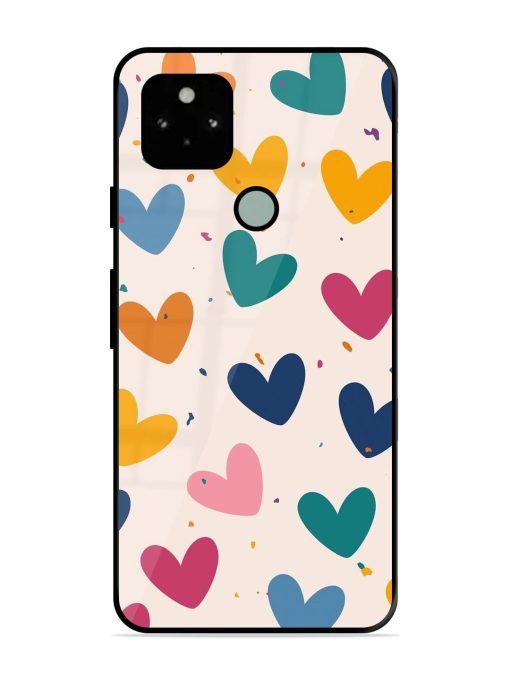 Rainbow Hearts Glossy Soft Edge Case for Google Pixel 5 Chachhi