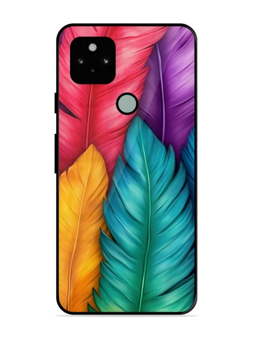 Rainbow Feathers Glossy Soft Edge Case for Google Pixel 5 Chachhi