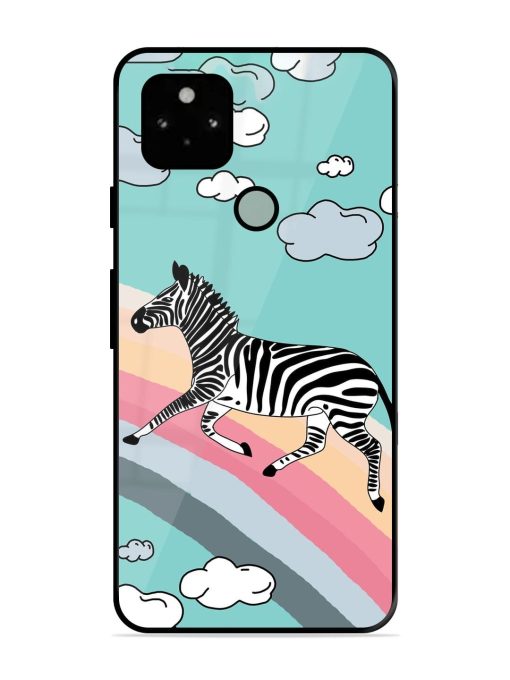 Zebra On A Rainbow Glossy Soft Edge Case for Google Pixel 5 Chachhi