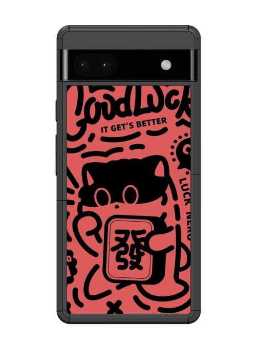 Lucky Cat Doodle Glossy Soft Edge Case for Google Pixel 6A