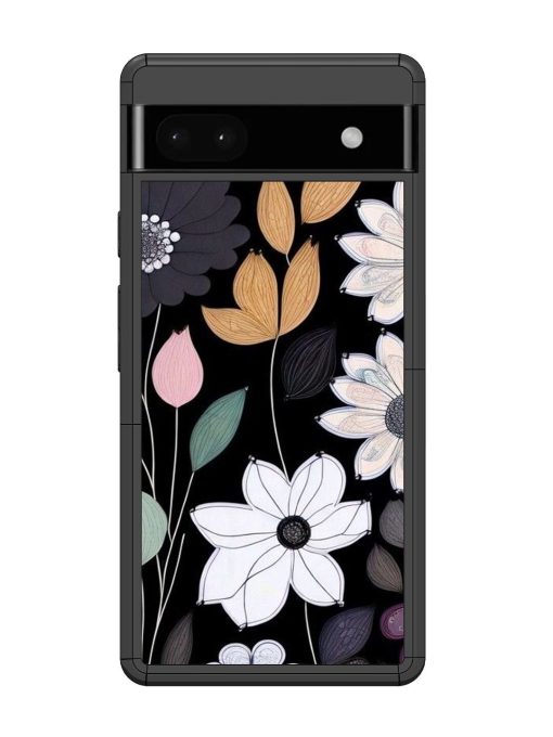 Whimsical Blooms On Black Glossy Soft Edge Case for Google Pixel 6A Chachhi