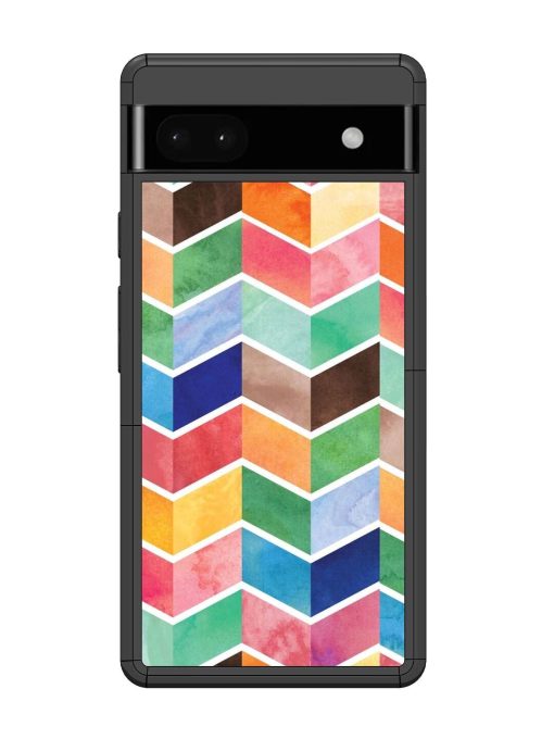 Watercolor Chevron Whimsy Glossy Soft Edge Case for Google Pixel 6A Chachhi