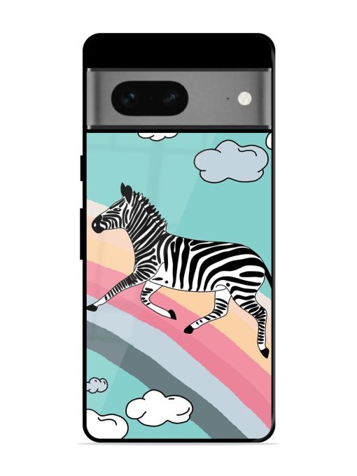 Zebra On A Rainbow Glossy Soft Edge Case for Google Pixel 7 Chachhi