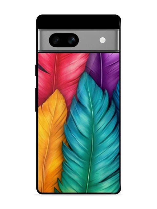 Rainbow Feathers Glossy Soft Edge Case for Google Pixel 7A Chachhi