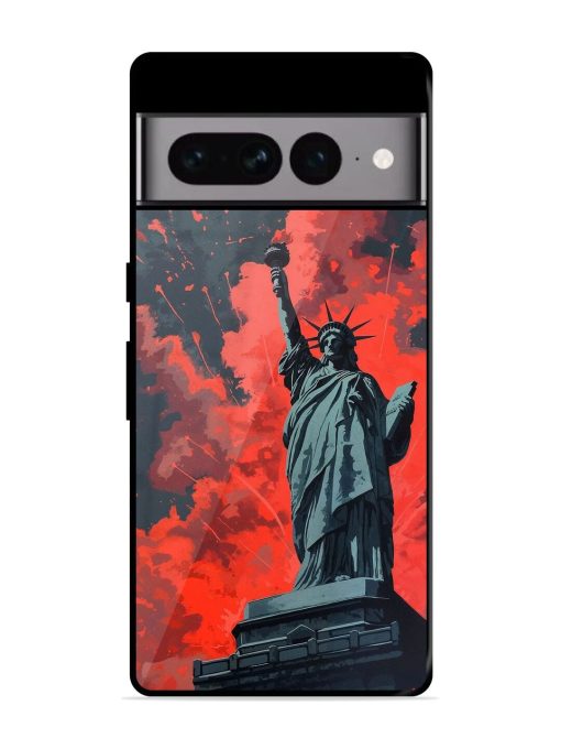 Lady Liberty'S Firework Finale Glossy Soft Edge Case for Google Pixel 7 Pro Chachhi