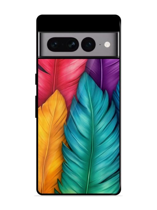 Rainbow Feathers Glossy Soft Edge Case for Google Pixel 7 Pro Chachhi