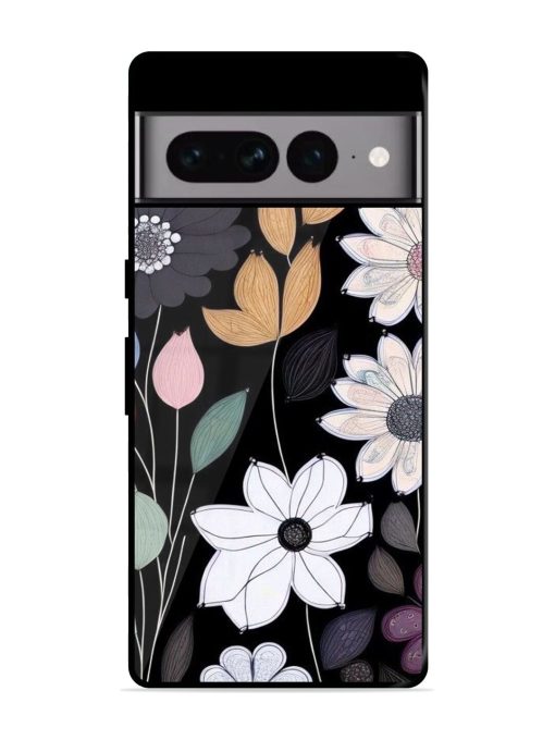 Whimsical Blooms On Black Glossy Soft Edge Case for Google Pixel 7 Pro Chachhi