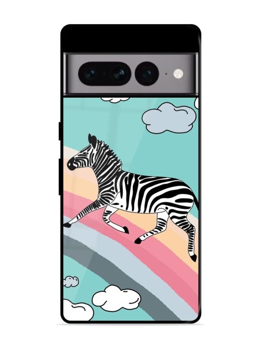 Zebra On A Rainbow Glossy Soft Edge Case for Google Pixel 7 Pro Chachhi