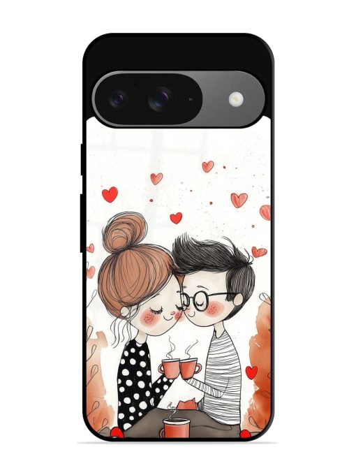 Couple Seating With Coffee Glossy Soft Edge Case for Google Pixel 9 Chachhi