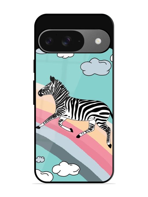 Zebra On A Rainbow Glossy Soft Edge Case for Google Pixel 9 Chachhi