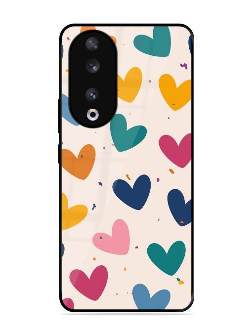 Rainbow Hearts Glossy Soft Edge Case for Honor 90 Chachhi